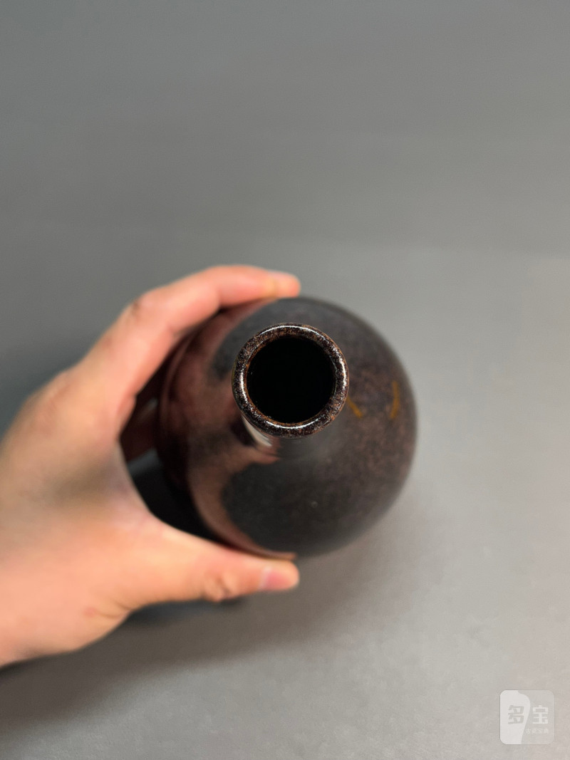 清雍正  仿铁锈釉锥把瓶 - 图9
